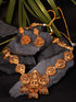 Gold Plated Exquisite Lakshmi Design Haram Temple Jewellery Set Jhumki Earrings