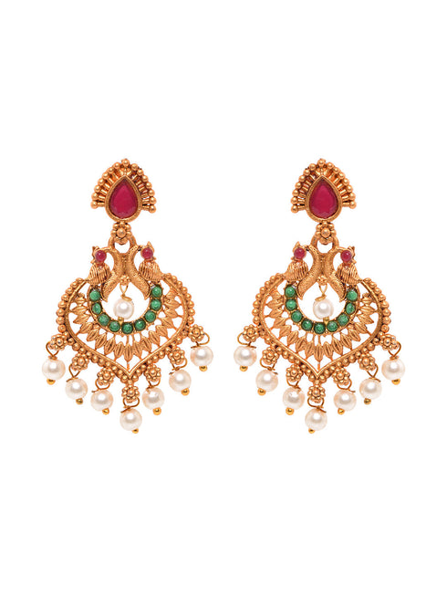 Gold Toned Grand South Indian Imitation Bridal Temple Jewellery Set