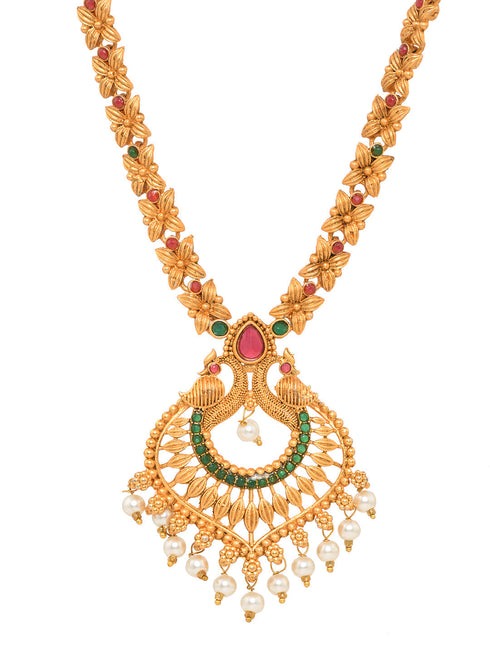 Gold Toned Grand South Indian Imitation Bridal Temple Jewellery Set