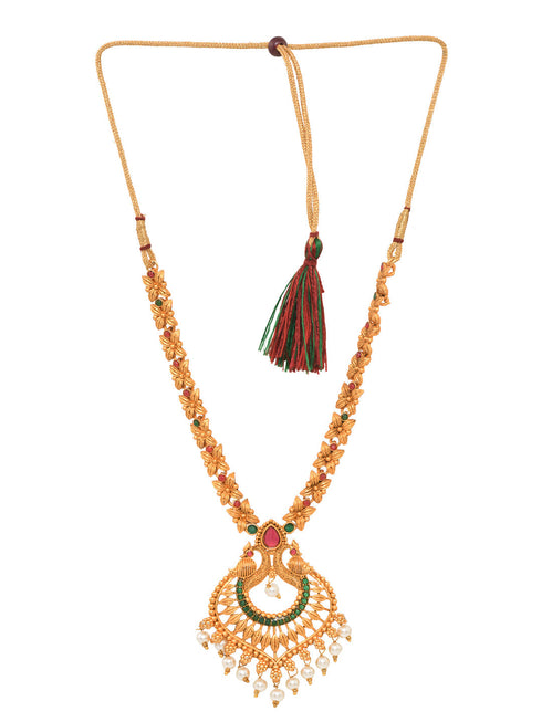 Gold Toned Grand South Indian Imitation Bridal Temple Jewellery Set