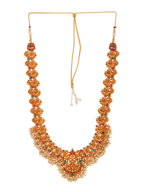Gold Toned Gorgeous Saaddhvi Haram Combo Temple Jewellery Set