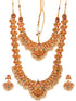 Gold Toned Gorgeous Saaddhvi Haram Combo Temple Jewellery Set