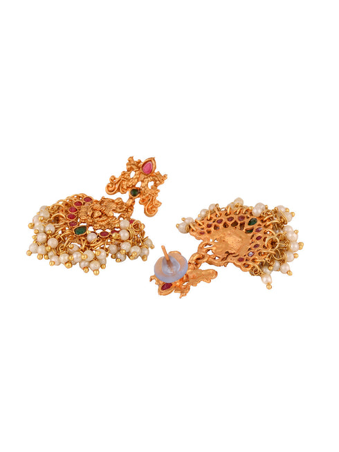 Gold Toned Gorgeous Saaddhvi Haram Combo Temple Jewellery Set