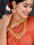 Gold Toned Gorgeous Saaddhvi Haram Combo Temple Jewellery Set