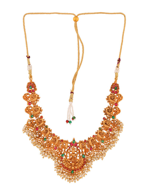 Gold Toned Gorgeous Saaddhvi Haram Combo Temple Jewellery Set