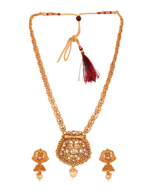 GoldPlated Kundan studded Handcrafted Necklace Jewellery Set