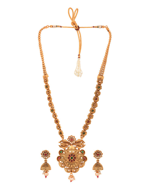 GoldPlated Multi Kundan studded Handcrafted Necklace Jewellery Set