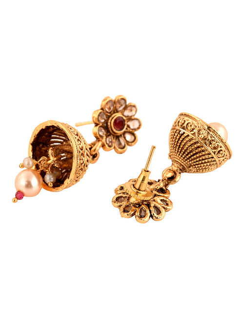 GoldPlated Multi Kundan studded Handcrafted Necklace Jewellery Set