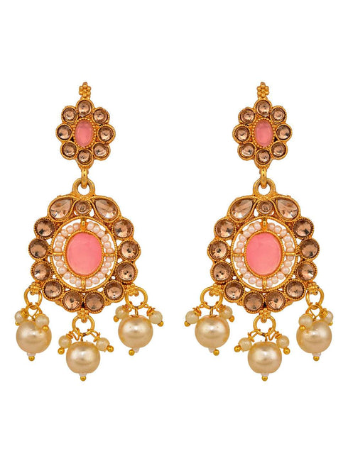Gold Plated Pink AD studded Kundan Choker Jewellery Set