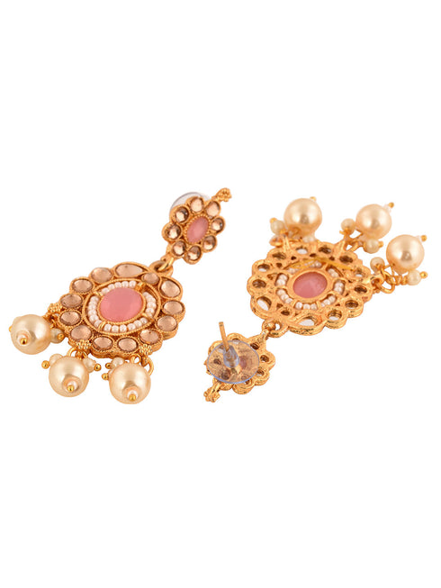 Gold Plated Pink AD studded Kundan Choker Jewellery Set