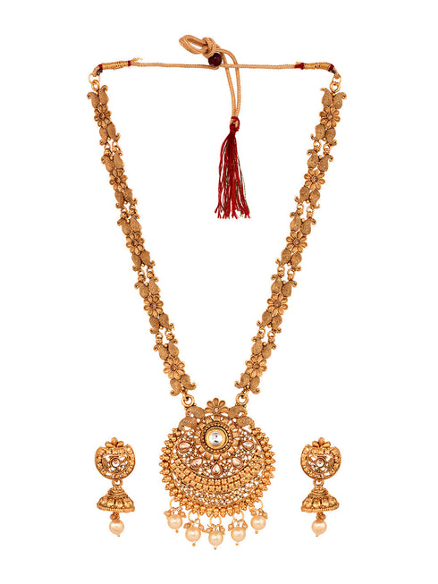 GoldPlated Kundan studded Handcrafted Necklace Jewellery Set