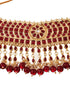 Gold Plated Red stone studded Pearl beaded Choker Jewellery set