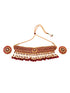 Gold Plated Red stone studded Pearl beaded Choker Jewellery set