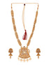 Gold Plated Kundan Studded Pearl Beaded Long Necklace Jewellery Set