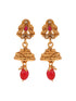 Gold Plated Red & Green stone studded Peacock Temple Design long Necklace Jewellerey Set