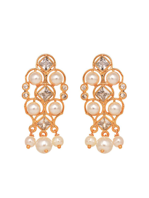 Gold Plated Polki AD Studded Pearl Beaded Intricate Choker Jewellery Set