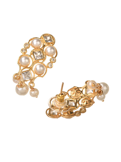 Gold Plated Polki AD Studded Pearl Beaded Intricate Choker Jewellery Set