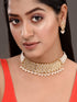 Gold Plated Uncut AD studded Pearl Drops Choker Jewellery Set