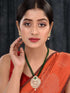 Gold Plated Polki AD studded Green Beads Maala Necklace Set