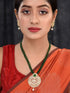 Gold Plated Polki AD studded Green Beads Maala Necklace Set