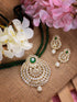 Gold Plated Polki AD studded Green Beads Maala Necklace Set