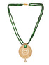 Gold Plated Polki AD studded Green Beads Maala Necklace Set