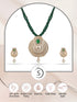 Gold Plated Polki AD studded Green Beads Maala Necklace Set