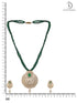 Gold Plated Polki AD studded Green Beads Maala Necklace Set