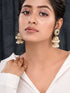 Gold Plated Polki Studded Blue Beads Chandelier Jhumka Earrings