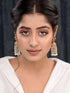 Gold Plated Red AD studded Pearl Dops Jhumka Earrings