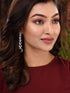 White Rhodium Plated Blue AD studded Drop Earrings