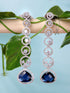 White Rhodium Plated Blue AD studded Drop Earrings