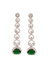 White Rhodium Plated Green AD studded Drop Earrings