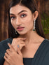 White Rhodium Plated Green AD studded Drop Earrings