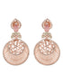 Rosegold Plated Pink AD studded Chandbali Earrings