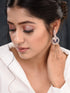 Rosegold Plated Blue AD studded Drop Earrings
