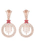 Rosegold Plated Red AD studded Drop Earrings