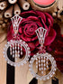 Rosegold Plated Red AD studded Drop Earrings