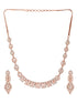 Rosegold Plated AD studded Necklace Earrings Jewellery Set