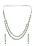 White Rhodium Plated Green AD studded Necklace Earrings Jewellery Set