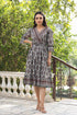 Women Grey Ethnic Motifs Printed Tie Up Pure Cotton Wrap Dress