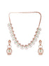 Rosegold Plated Mint AD studded Necklace Earrings Jewellery Set