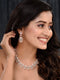 Rosegold Plated Mint AD studded Necklace Earrings Jewellery Set
