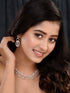 Rosegold Plated Mint AD studded Necklace Earrings Jewellery Set