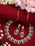 Rosegold Plated Mint AD studded Necklace Earrings Jewellery Set