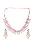 Rosegold Plated Red AD studded Necklace Earrings Jewellery Set