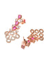 Rosegold Plated Red AD studded Necklace Earrings Jewellery Set