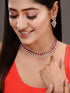 Rosegold Plated Red AD studded Necklace Earrings Jewellery Set