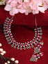 Rosegold Plated Red AD studded Necklace Earrings Jewellery Set