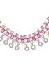 Rosegold Plated Red AD studded Necklace Earrings Jewellery Set